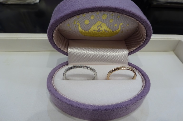 大阪府泉佐野市 人気ディズニープリンセス！ラプンツェルの結婚指輪をご成約いただきました
